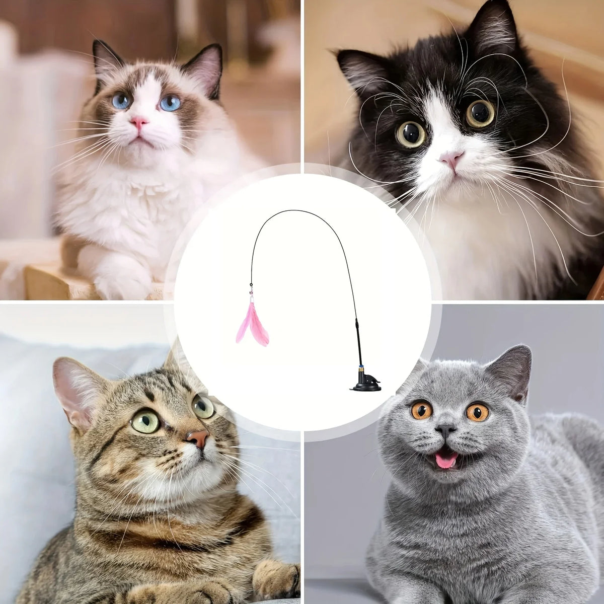 Interactive Feather Bell Cat Teaser Wand Toy