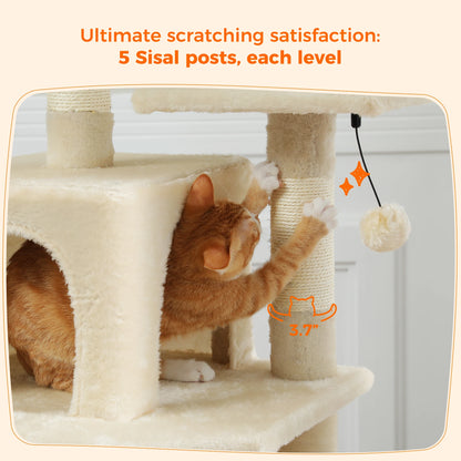 Large Multi-Level Cat Tree Tower With Scratching Posts