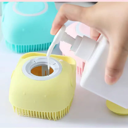 Silicone Dog Bath Massage Brush Glove With Shampoo Dispenser