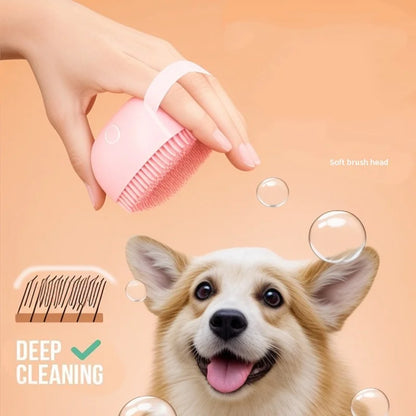 Silicone Dog Bath Massage Brush Glove With Shampoo Dispenser
