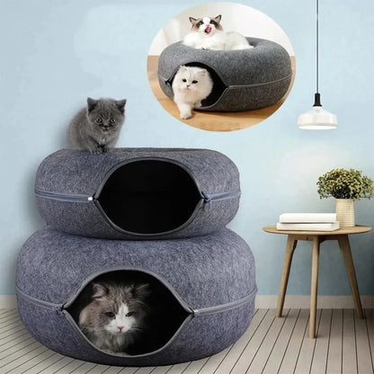 Felt Cat Tunnel Bed & Scratcher Nest For Cats
