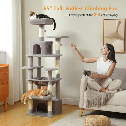 Large Multi-Level Cat Tree Tower With Scratching Posts