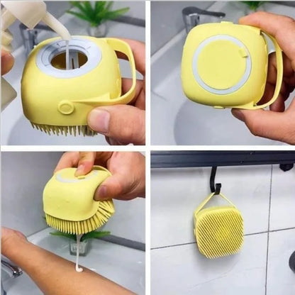 Silicone Dog Bath Massage Brush Glove With Shampoo Dispenser