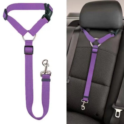 Adjustable Nylon Dog Car Seat Belt & Leash