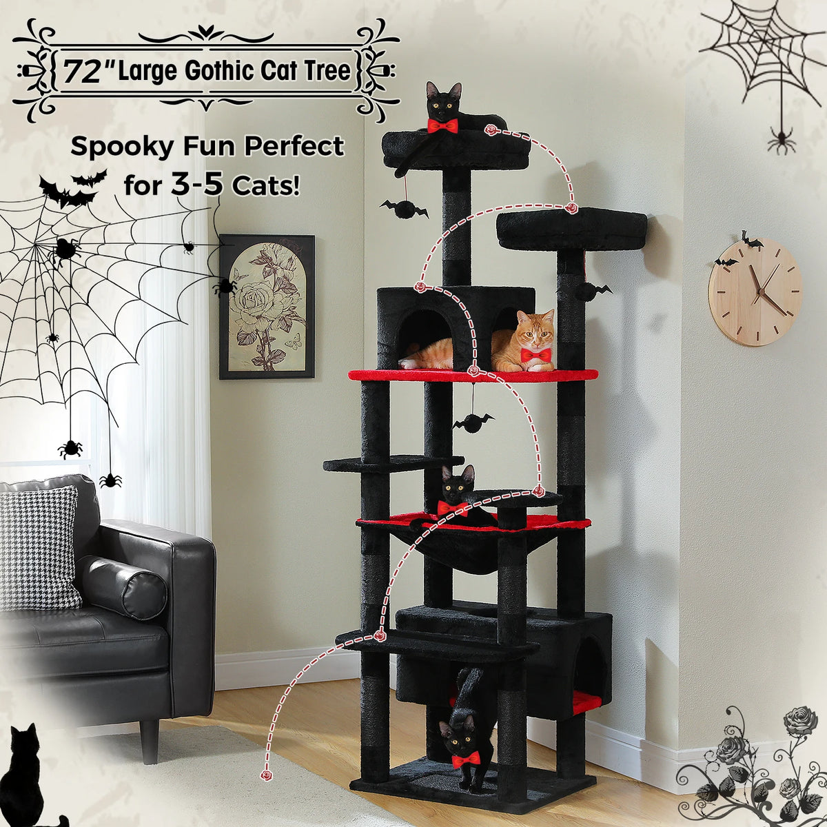 Large Multi-Level Cat Tree Tower With Scratching Posts