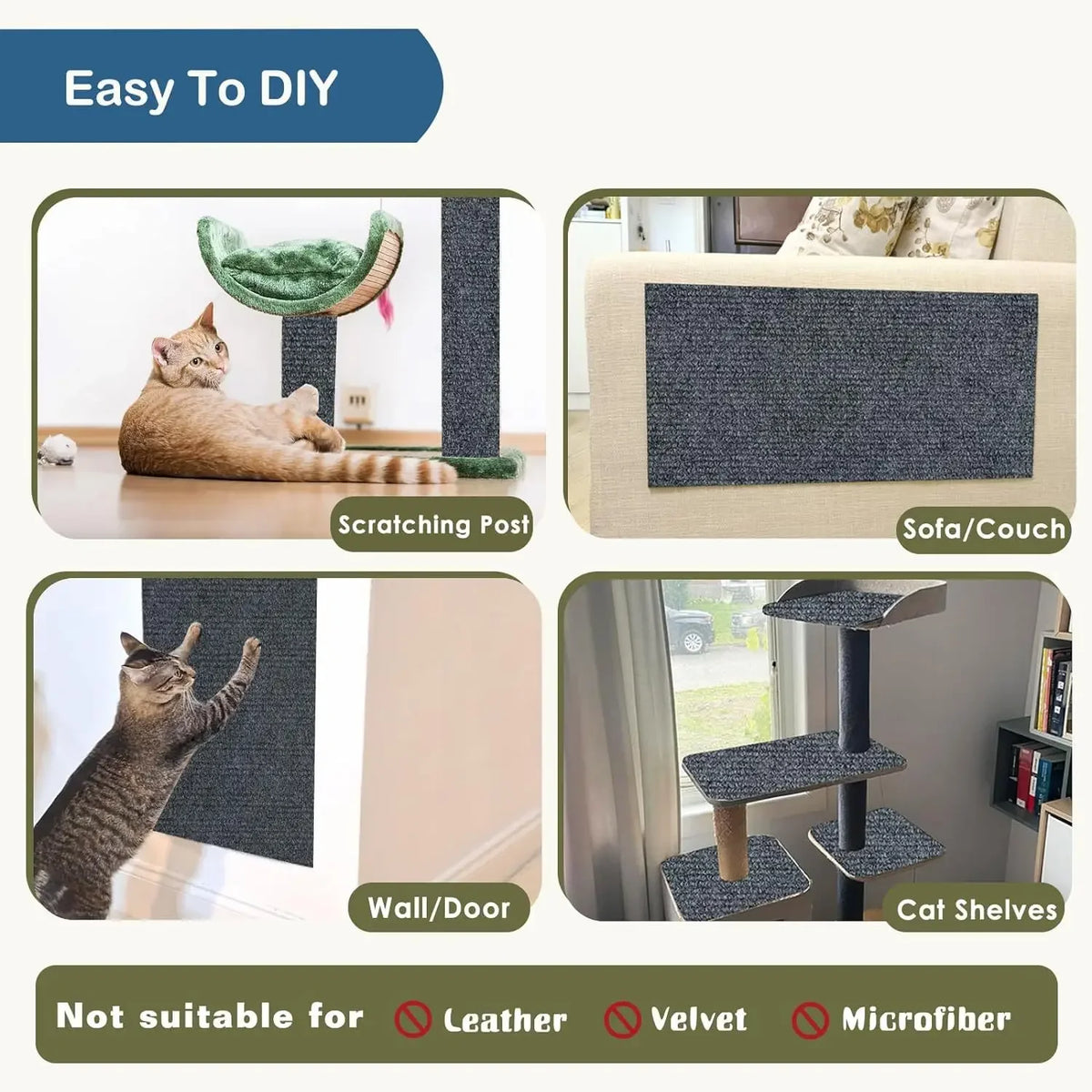 Self-Adhesive Cat Scratching Mat Furniture Protector