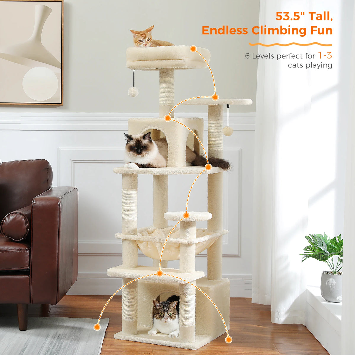 Large Multi-Level Cat Tree Tower With Scratching Posts