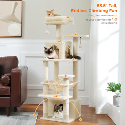 Large Multi-Level Cat Tree Tower With Scratching Posts