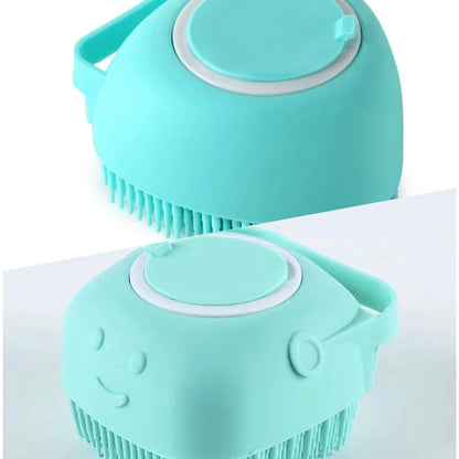 Dog Bath Brush – Silicone Massage Brush with Shampoo Dispenser