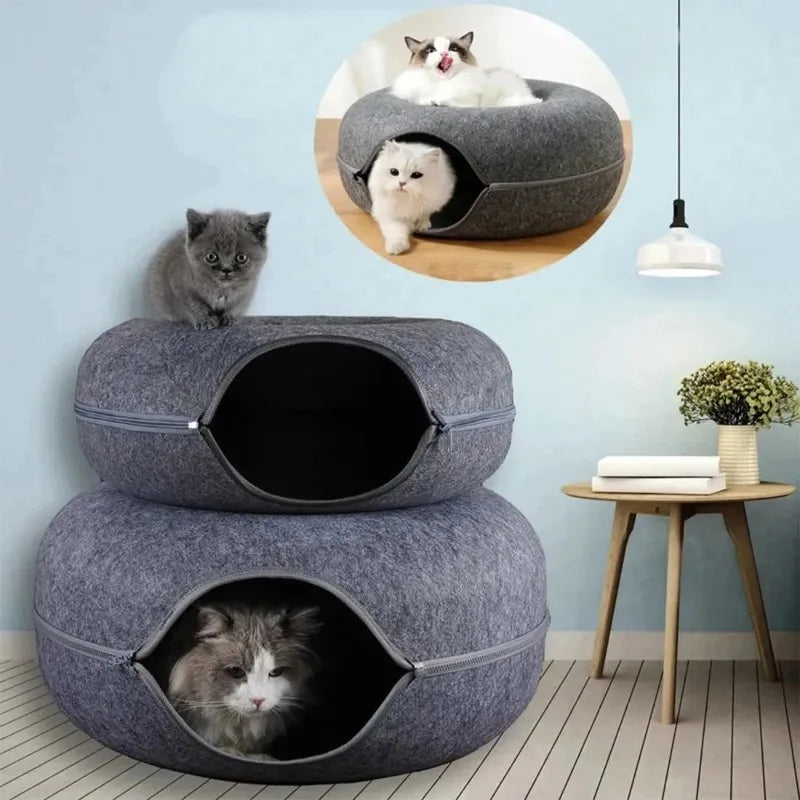 Felt Cat Tunnel Bed & Scratcher Nest For Cats