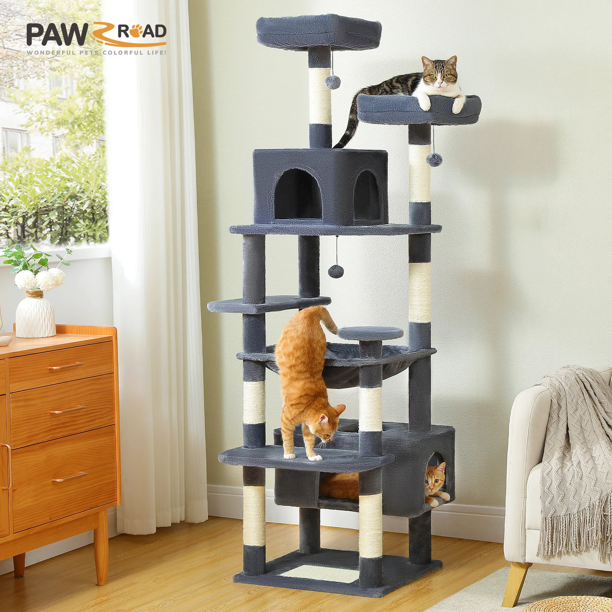 Large Multi-Level Cat Tree Tower With Scratching Posts