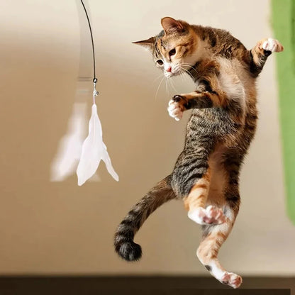 Interactive Feather Bell Cat Teaser Wand Toy