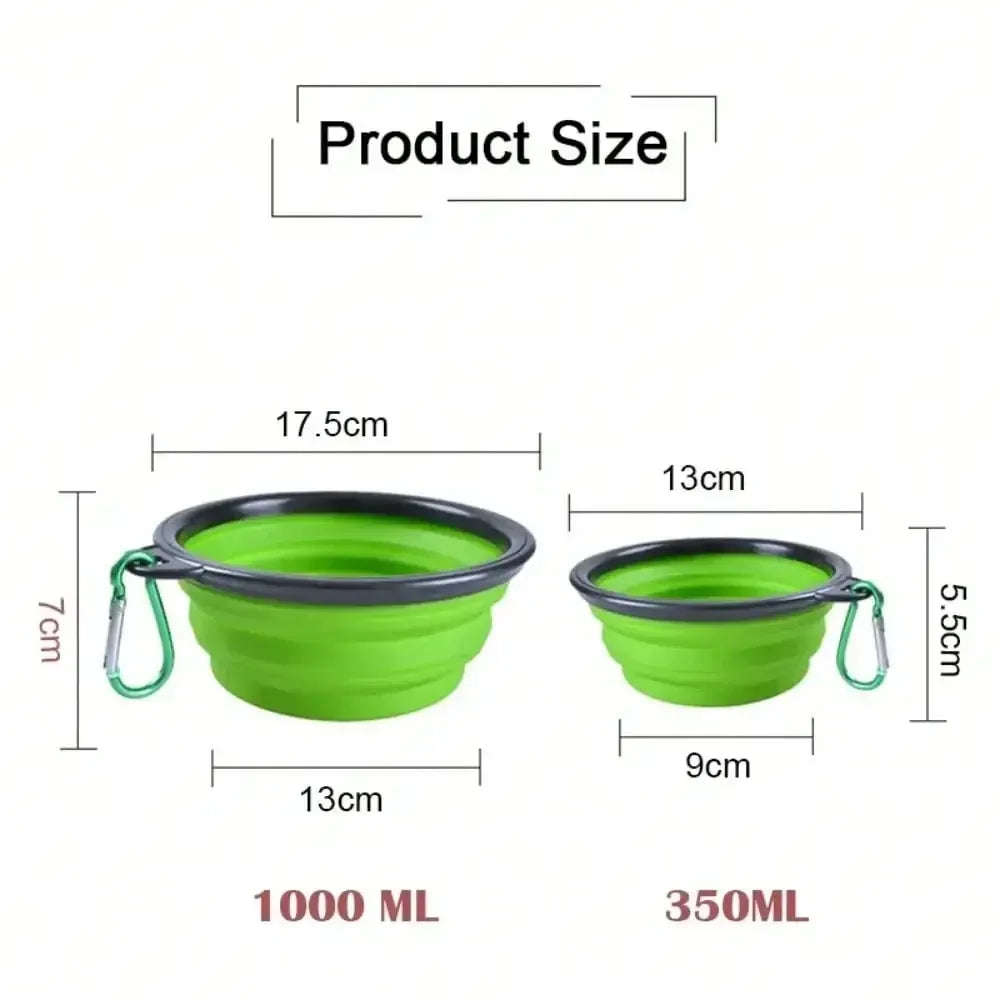 Portable 2-in-1 Folding Dog Travel Bowl With Water Bottle