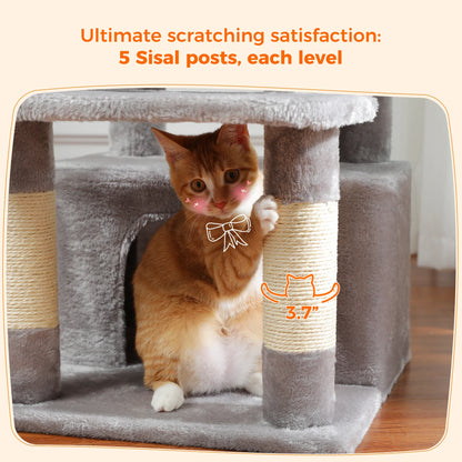 Large Multi-Level Cat Tree Tower With Scratching Posts