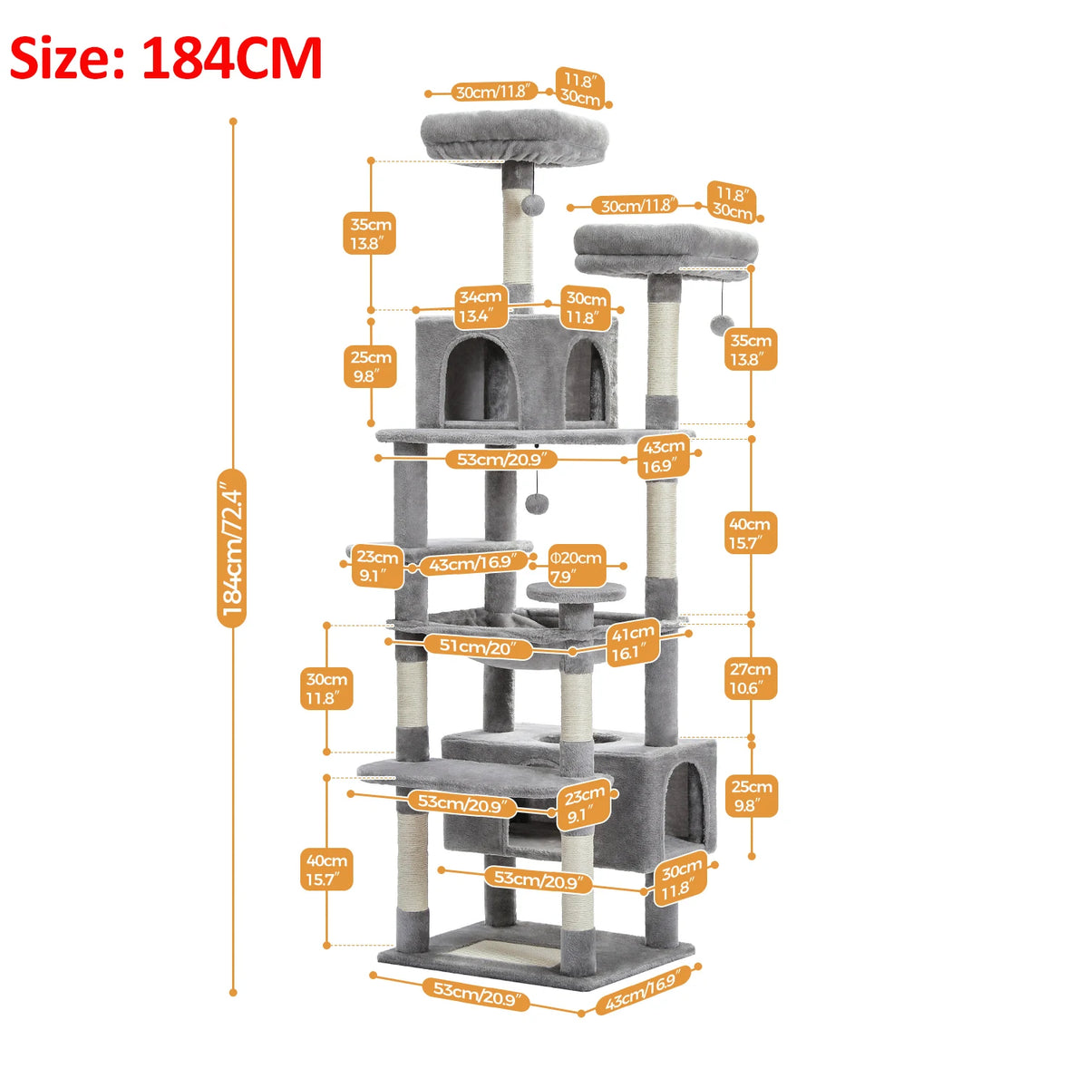 Large Multi-Level Cat Tree Tower With Scratching Posts