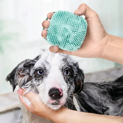 Silicone Dog Bath Massage Brush Glove With Shampoo Dispenser