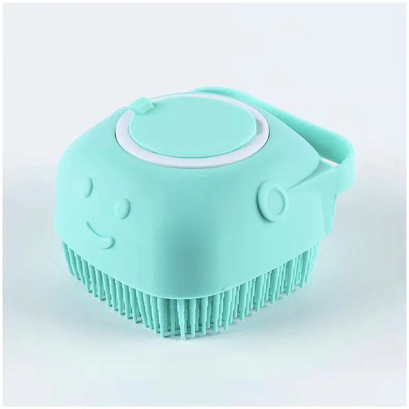 Dog Bath Brush – Silicone Massage Brush with Shampoo Dispenser