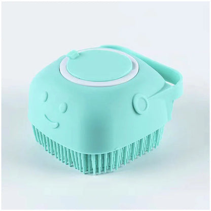 Dog Bath Brush – Silicone Massage Brush with Shampoo Dispenser