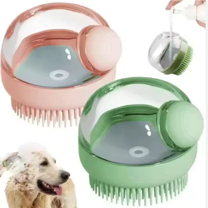 Silicone Dog Bath Massage Brush Glove With Shampoo Dispenser