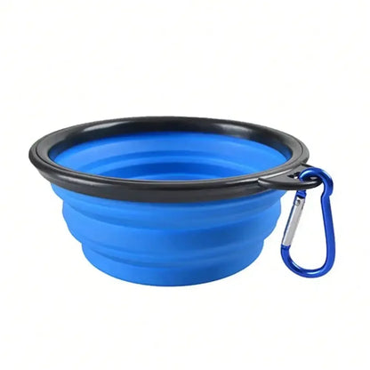 Portable 2-in-1 Folding Dog Travel Bowl With Water Bottle