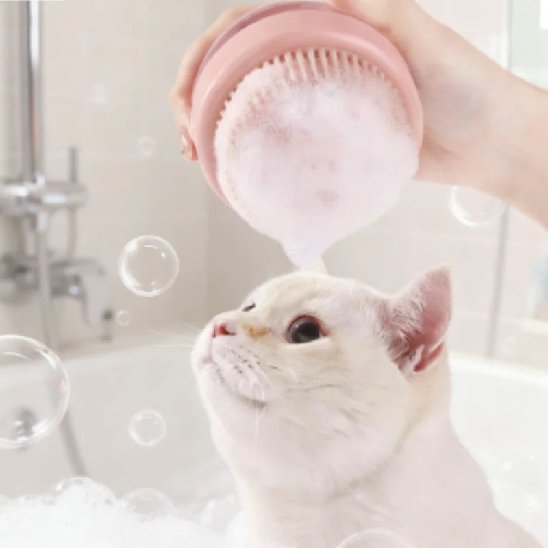 Silicone Dog Bath Massage Brush Glove With Shampoo Dispenser