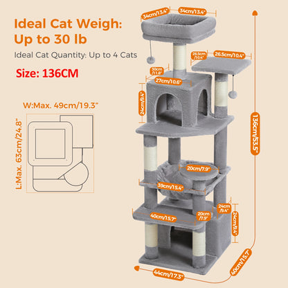 Large Multi-Level Cat Tree Tower With Scratching Posts