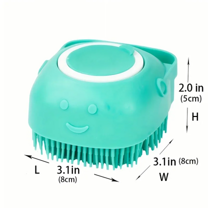 Dog Bath Brush – Silicone Massage Brush with Shampoo Dispenser