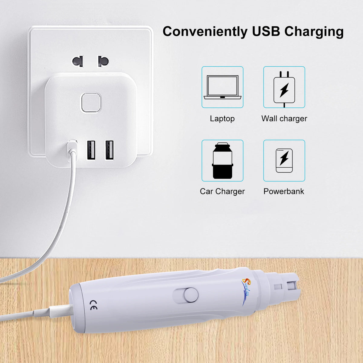USB Rechargeable Electric Dog Nail Grinder Trimmer