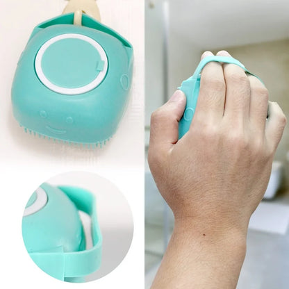 Silicone Dog Bath Massage Brush Glove With Shampoo Dispenser