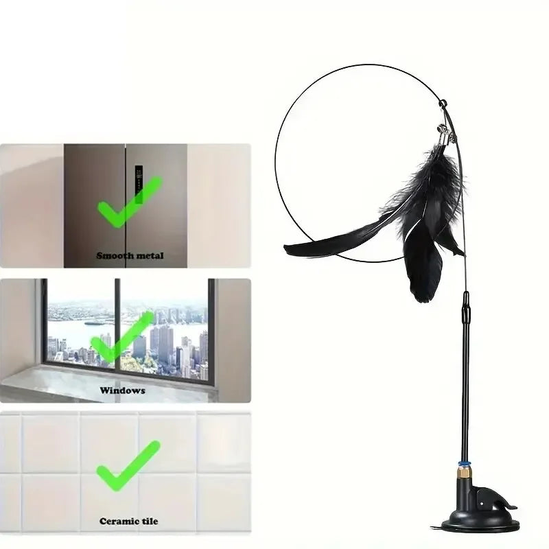 Interactive Feather Bell Cat Teaser Wand Toy