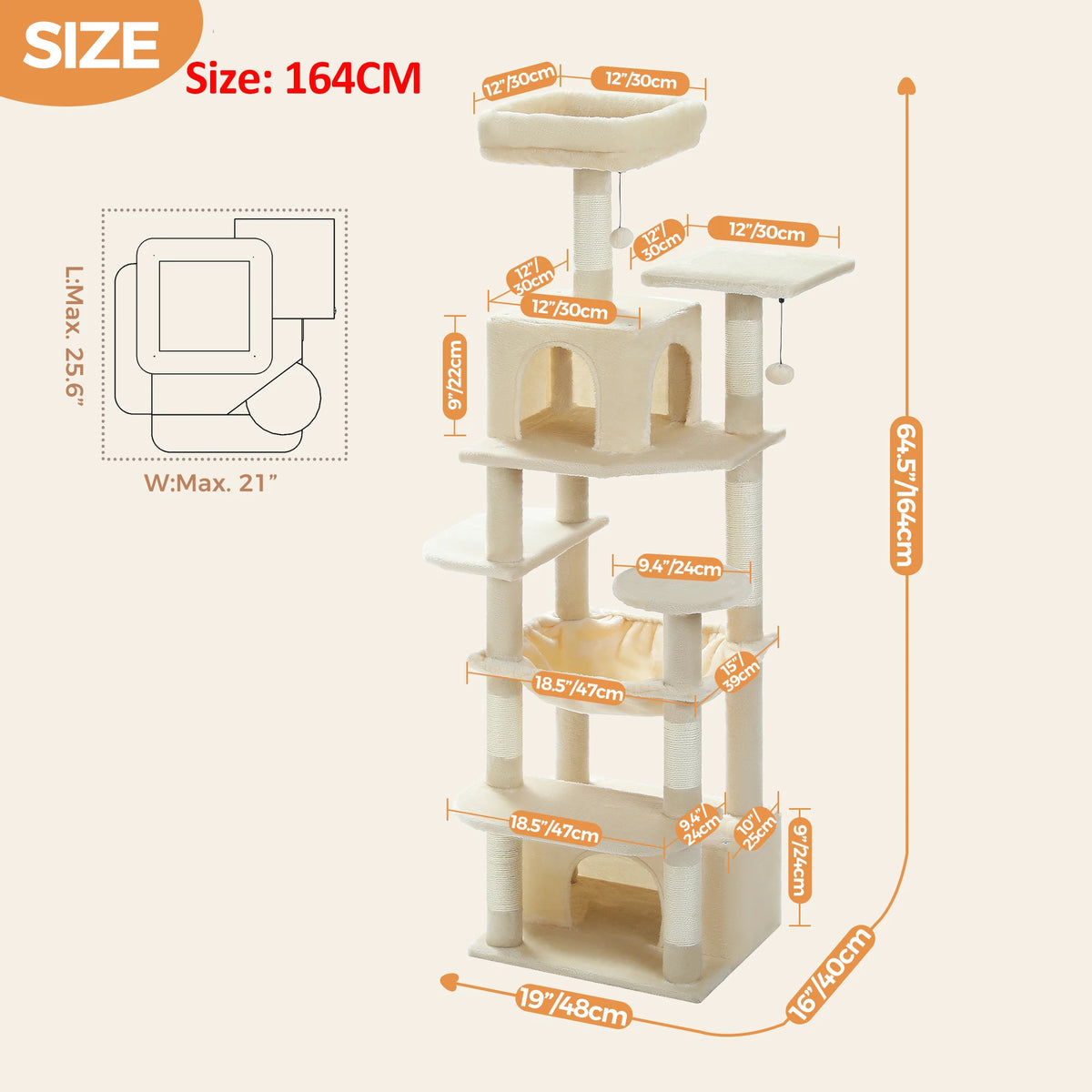 Large Multi-Level Cat Tree Tower With Scratching Posts