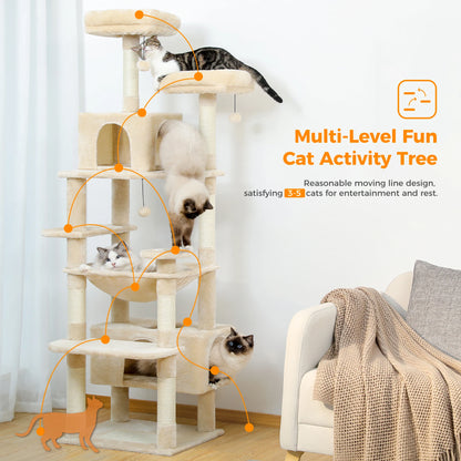 Large Multi-Level Cat Tree Tower With Scratching Posts