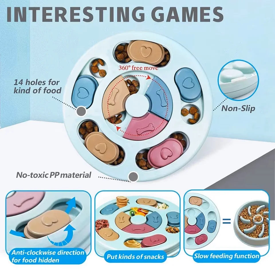 Interactive Dog Puzzle Slow Feeder Toy With Food Dispenser