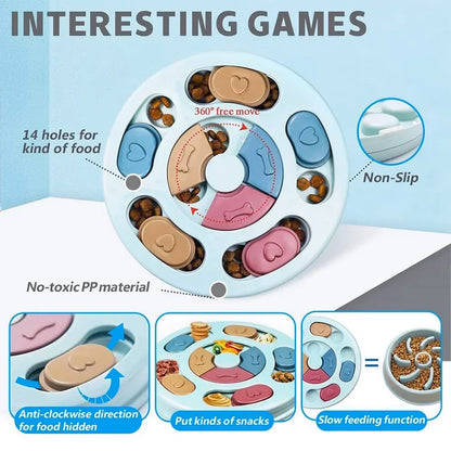 Interactive Dog Puzzle Slow Feeder Toy With Food Dispenser