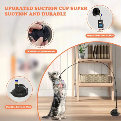 Interactive Feather Bell Cat Teaser Wand Toy