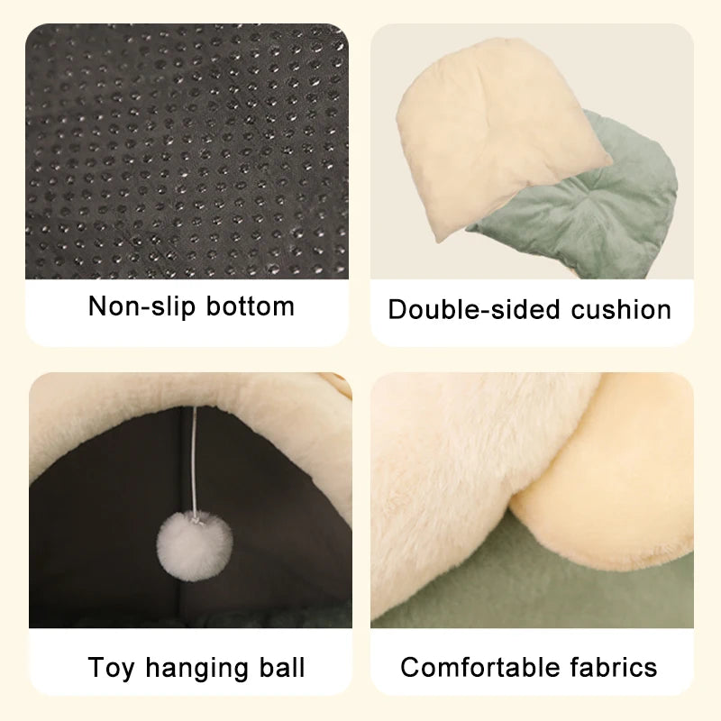 Deep Sleep Cave Cat Bed With Removable Cushion