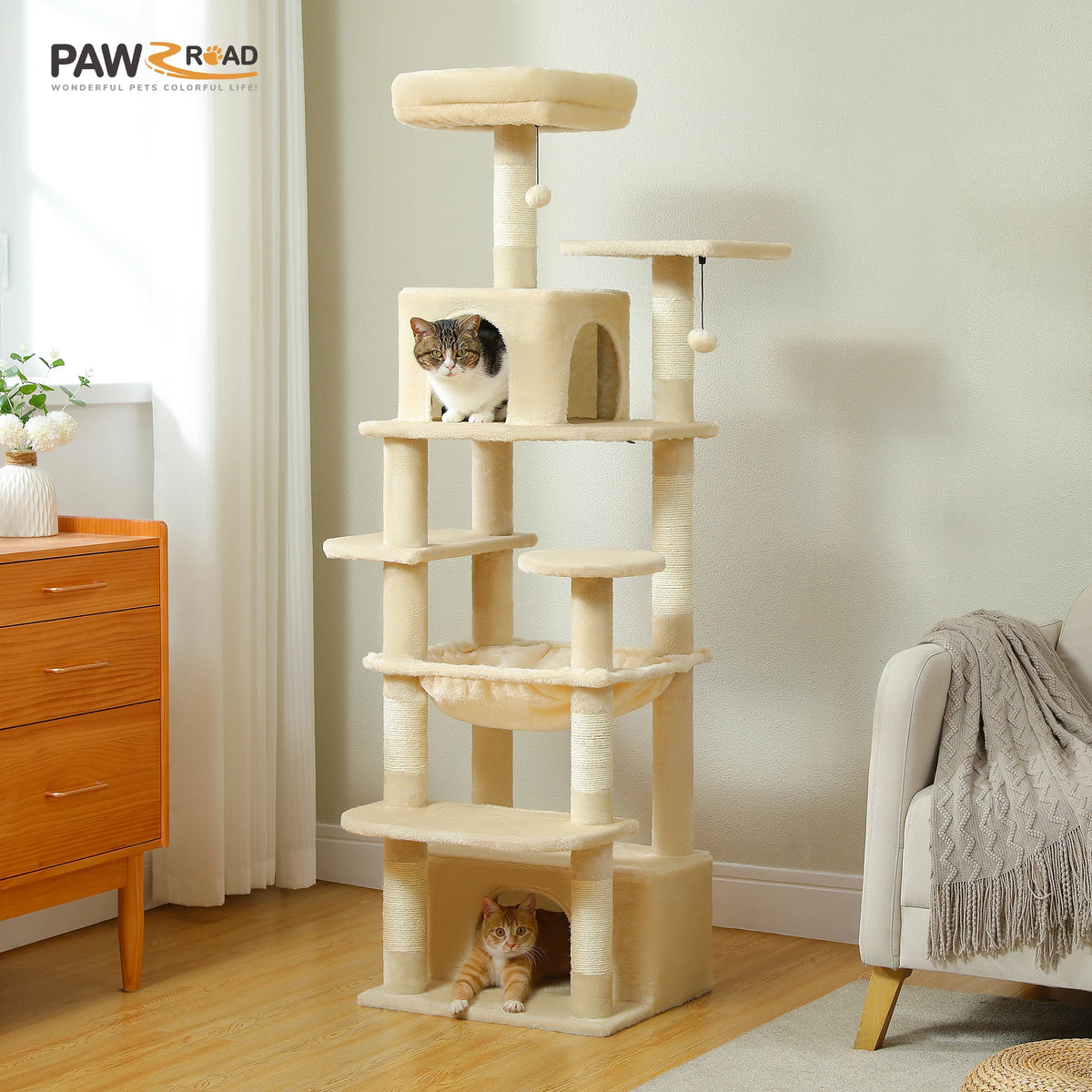 Large Multi-Level Cat Tree Tower With Scratching Posts