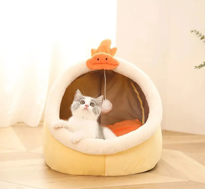 Deep Sleep Cave Cat Bed With Removable Cushion