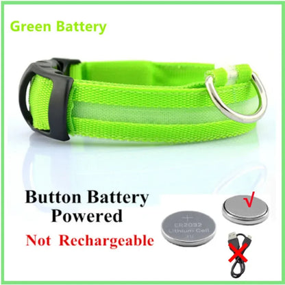 USB Rechargeable LED Light Dog Collar For Night Safety