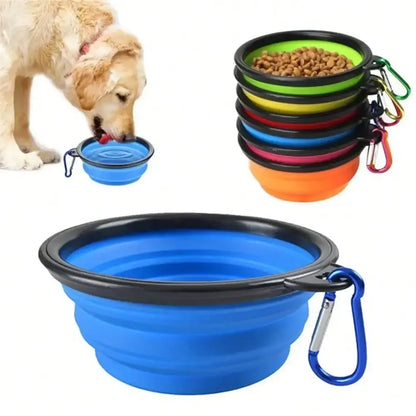 Portable 2-in-1 Folding Dog Travel Bowl With Water Bottle