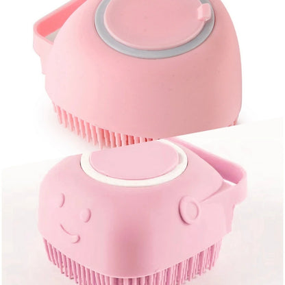 Dog Bath Brush – Silicone Massage Brush with Shampoo Dispenser