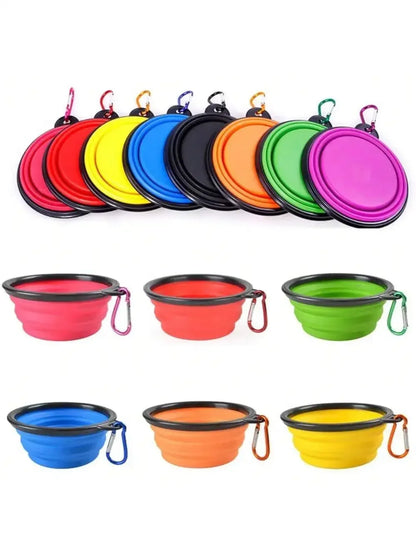 Portable 2-in-1 Folding Dog Travel Bowl With Water Bottle