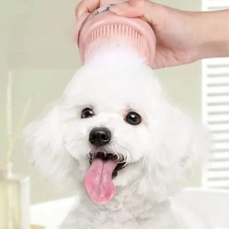 Silicone Dog Bath Massage Brush Glove With Shampoo Dispenser