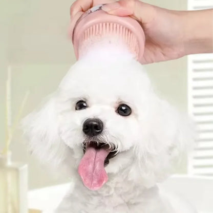Silicone Dog Bath Massage Brush Glove With Shampoo Dispenser