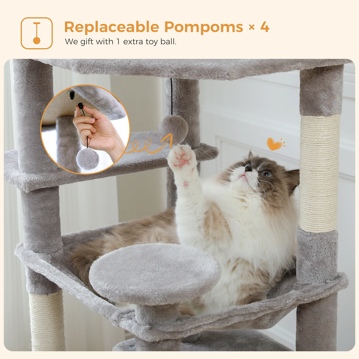 Large Multi-Level Cat Tree Tower With Scratching Posts
