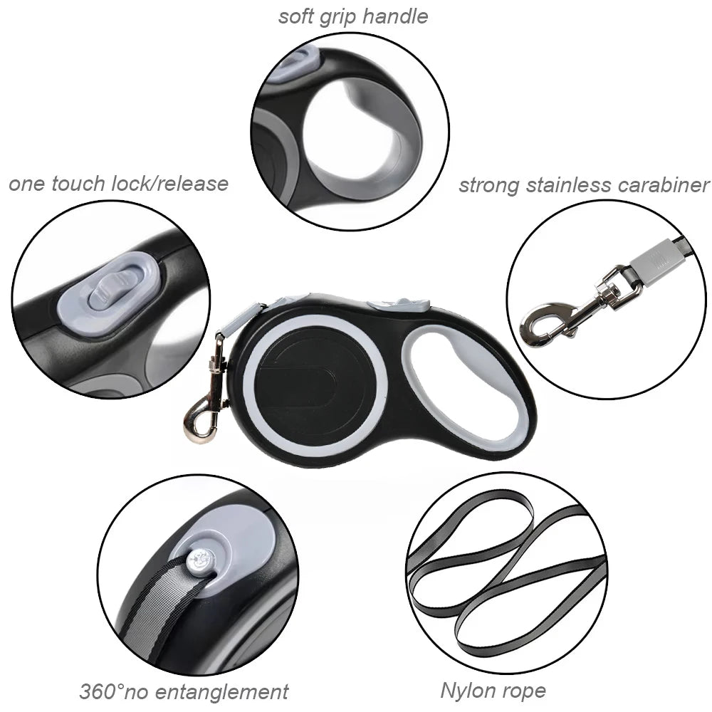 Retractable Nylon Dog Leash For Large Dogs