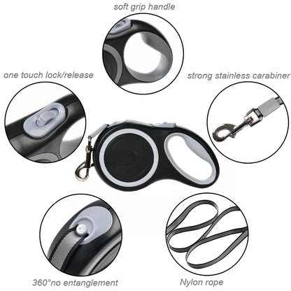 Retractable Nylon Dog Leash For Large Dogs