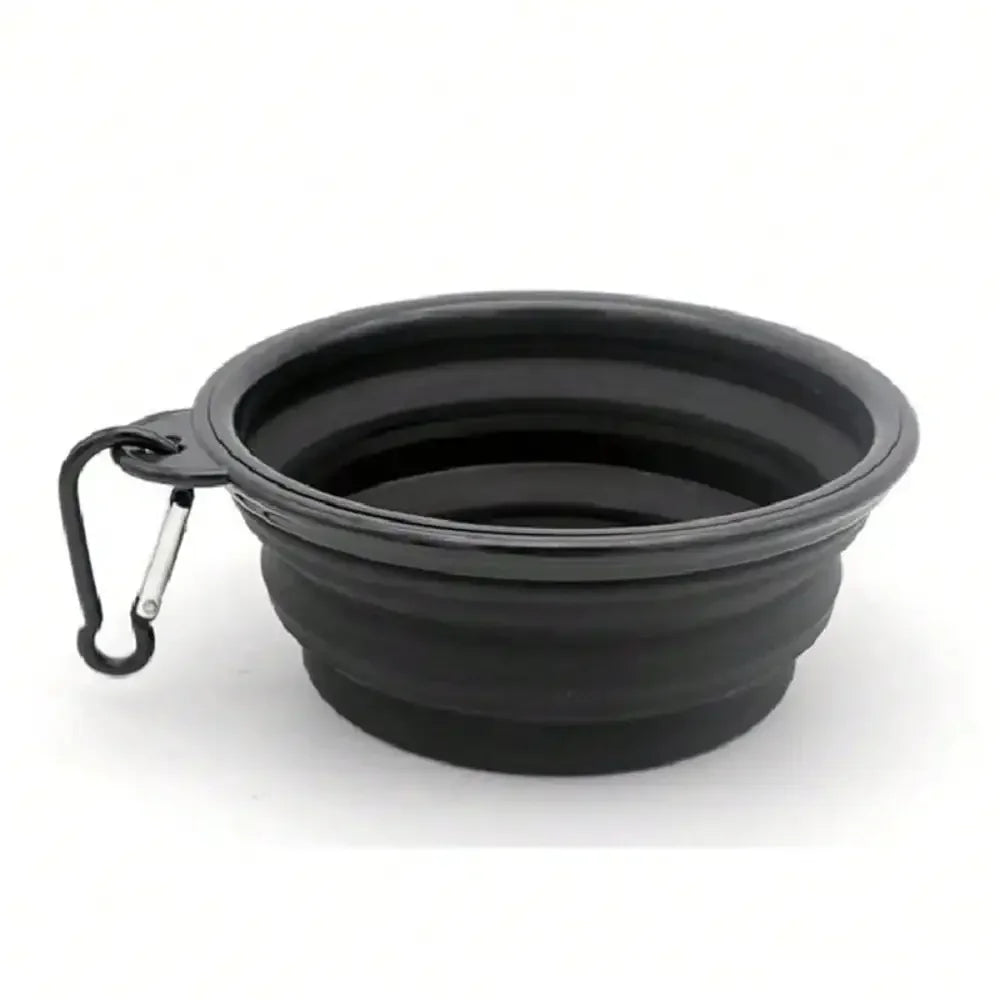 Portable 2-in-1 Folding Dog Travel Bowl With Water Bottle