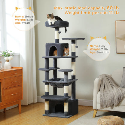 Large Multi-Level Cat Tree Tower With Scratching Posts