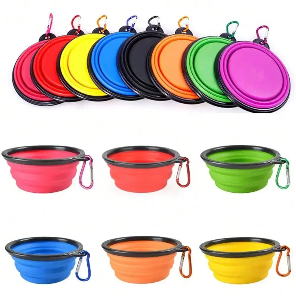 Portable 2-in-1 Folding Dog Travel Bowl With Water Bottle